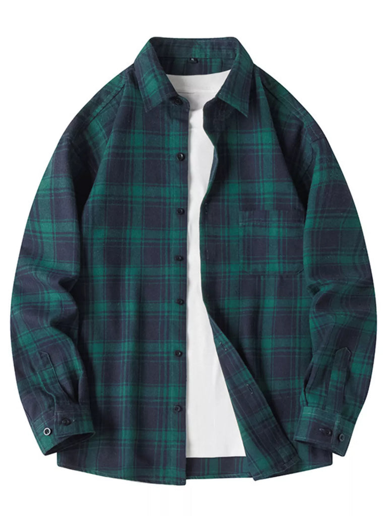 Men's Plus Size Plaid Long Sleeve Shirt