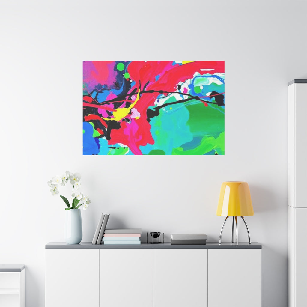 Abstract Neon Splash Matte Canvas Print — Vibrant Colorful Stretched Wall Art
