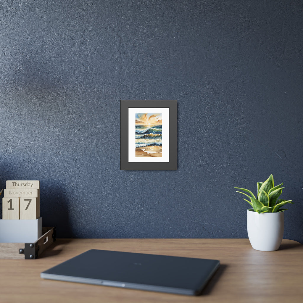 Ocean Sunset Framed Poster — Coastal Wave Art Print