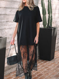 Floral Patchwork Short Sleeve T Shirt Loose Dress thumbnail 14