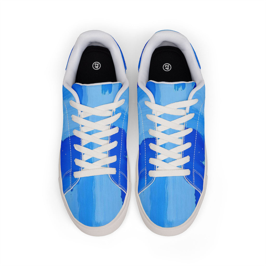 Blue Gradient Leather Sneakers — Men's Low-Top Casual Trainers