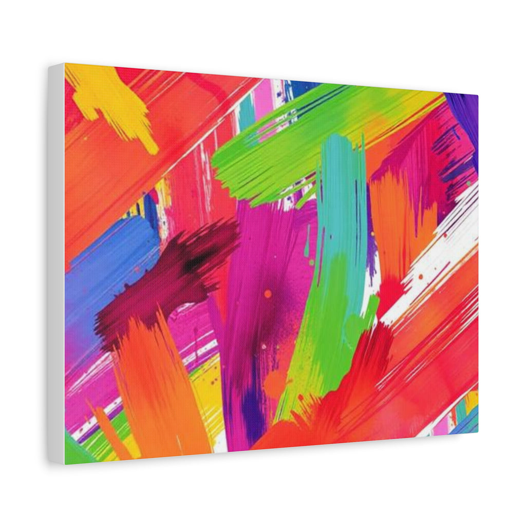 Abstract Rainbow Brushstrokes Matte Canvas Wall Art — Vibrant Stretched 1.25"