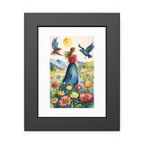 Framed Art Print — Woman in Flower Field Watercolor Poster thumbnail 1