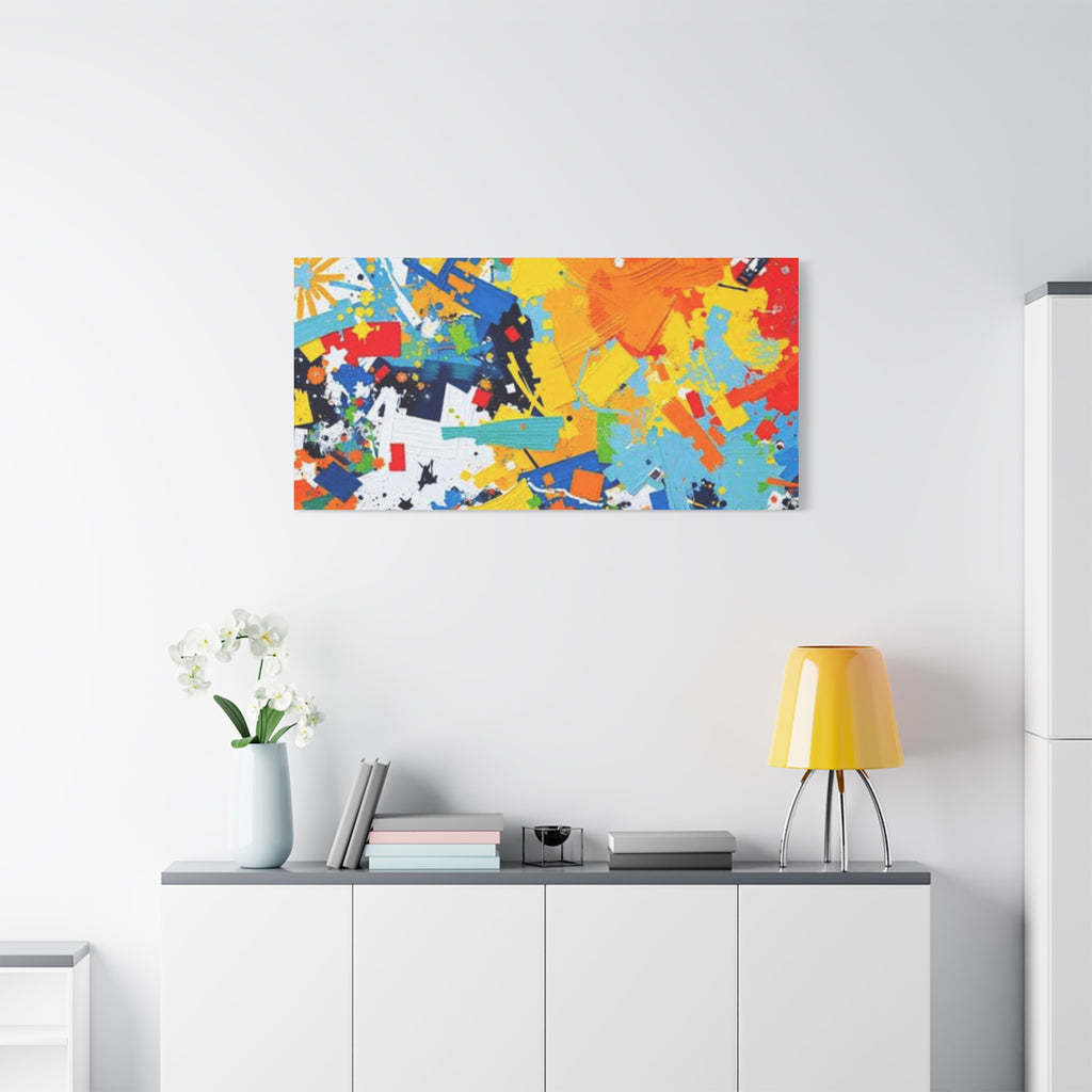 Abstract Splash Colorful Matte Canvas Wall Art – Vibrant Modern Stretched Print