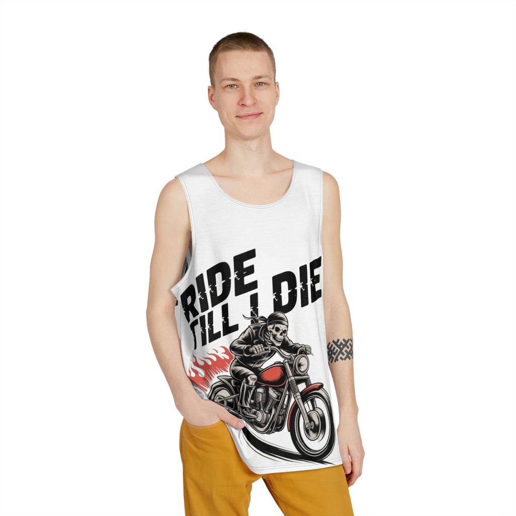 Ride Till Die Motorcycle Tank Top — Biker Skull Graphic Men’s Tank