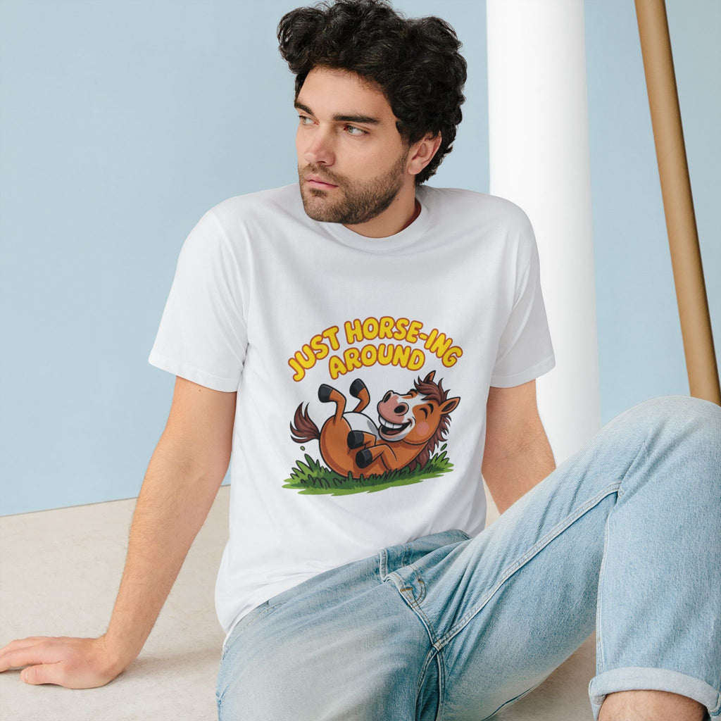 Just Horse-ing Around T-Shirt — Cute Cartoon Horse Tee for Horse Lovers