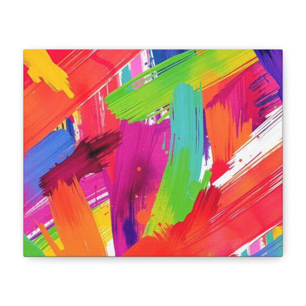 Abstract Rainbow Brushstrokes Matte Canvas Wall Art — Vibrant Stretched 1.25"