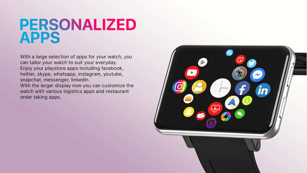 DM100 4G Smart Watch Phone 2.86” Screen Android 7.1 OS 3GB RAM 32GB ROM 5MP Camera 2700mAh Battery
