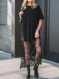 Floral Patchwork Short Sleeve T Shirt Loose Dress thumbnail 10