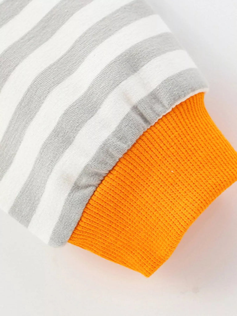 Children's Striped Cat Crew Neck Sweatshirt