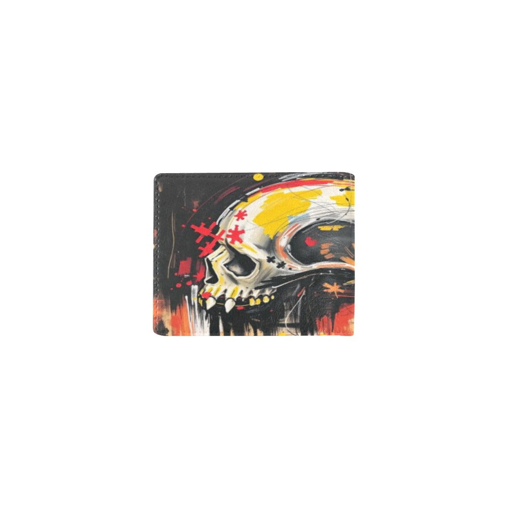 Skull Print Bifold Wallet – Bold Street Style PU Leather Wallet