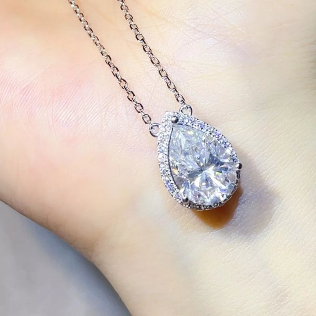 5 Carat 925 Sterling Silver Moissanite Pendant Necklace