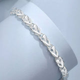 925 Sterling Silver Heart Link Bracelet thumbnail 1