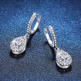 1 Carat 925 Sterling Silver Moissanite Hoop Teardrop Earrings thumbnail 3