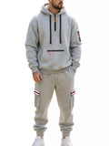 Men's Full Size Casual Half-Zip Hoodie and Cargo Pants Set Plus Size thumbnail 13