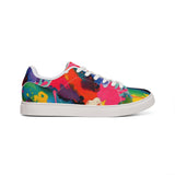 Men's Low-Top Leather Sneakers — Vibrant Multicolor Abstract Paint Splash Design thumbnail 5