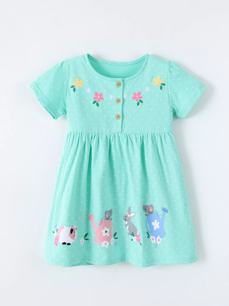 Children's Bunny Print Button Detail Dress