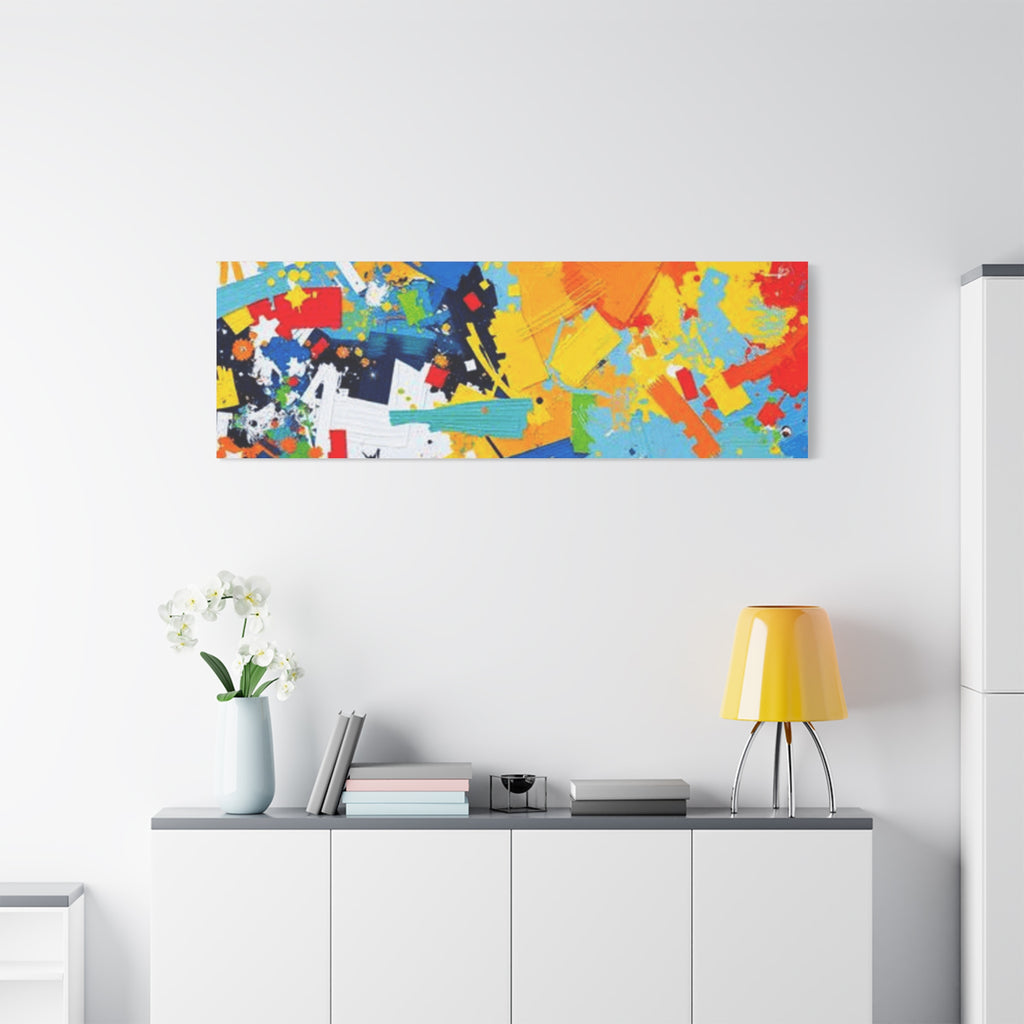 Abstract Splash Colorful Matte Canvas Wall Art – Vibrant Modern Stretched Print
