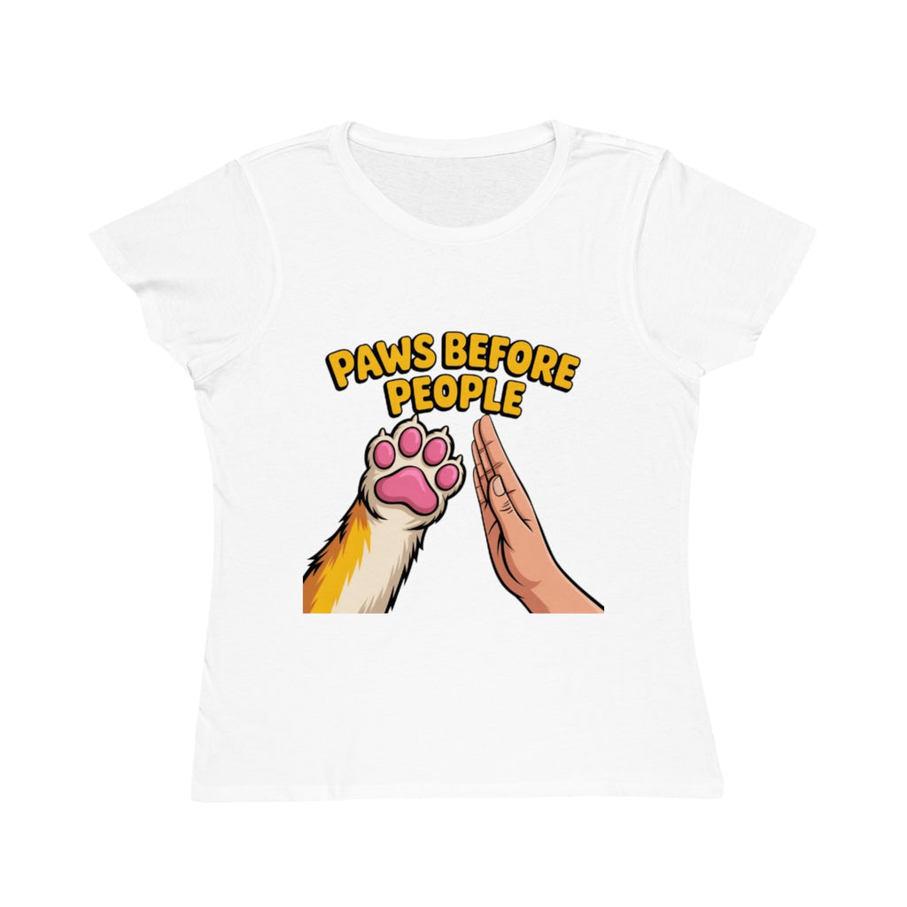 Paws Before People Women’s T‑Shirt – Cute Cat Paw High Five Graphic Tee
