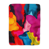 Colorful Abstract Sherpa Blanket — Vibrant Melted Paint Fleece Throw thumbnail 2