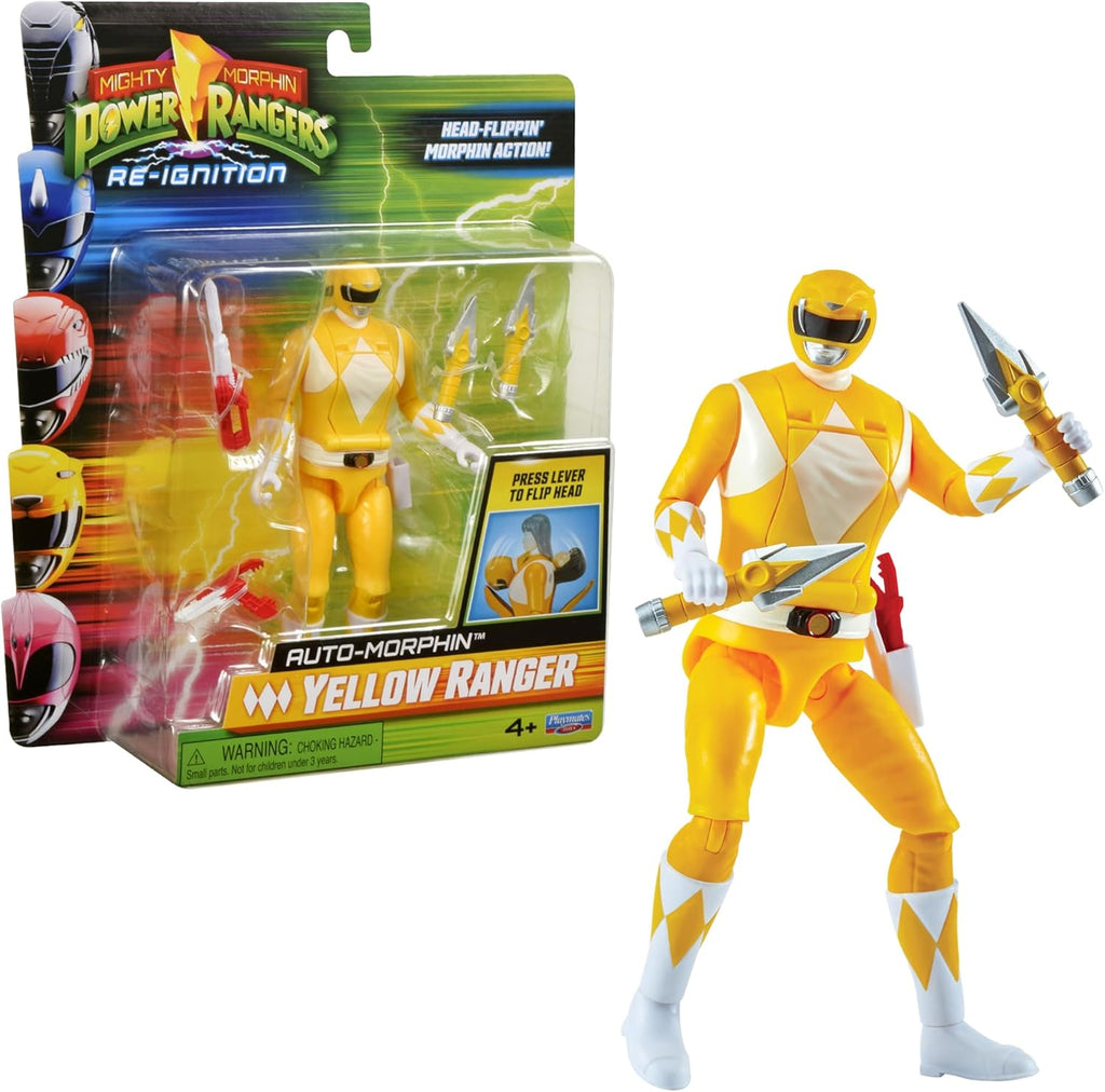 Mighty Morphin Power Rangers Re-Ignition Auto-Morphin Action Figures – Black Ranger, Red Ranger, Goldar, Rita Repulsa & Putty Patroller
