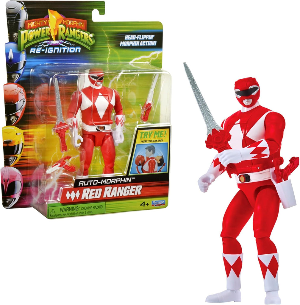 Mighty Morphin Power Rangers Re-Ignition Auto-Morphin Action Figures – Black Ranger, Red Ranger, Goldar, Rita Repulsa & Putty Patroller