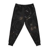 Black Rose Athletic Joggers — Floral Gothic All-Over Print Sweatpants thumbnail 2