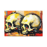 Skull Art Canvas Print – Colorful Graffiti Double Skulls Matte Stretched Wall Art thumbnail 2