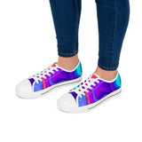 Women's Low Top Sneakers — Iridescent Purple Blue Swirl Casual Canvas Shoes thumbnail 8