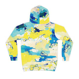 Kids Abstract Watercolor Hoodie – Blue & Yellow All-Over Print thumbnail 3