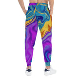 Colorful Marble AOP Joggers — Abstract Purple & Teal Athletic Pants thumbnail 4