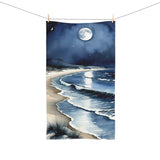 Moonlit Ocean Hand Towel — Coastal Night Beach Waves Design thumbnail 3