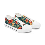 Low Top Sneakers — Tropical Floral Print Women’s Canvas Shoes thumbnail 2