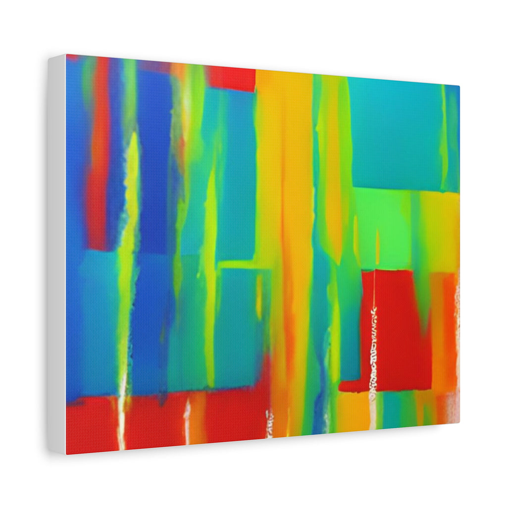 Abstract Rainbow Blocks Matte Canvas Print