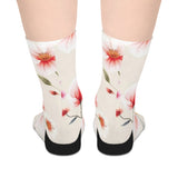 Floral Mid-Length Socks — Soft Pink Watercolor Blooms Pattern thumbnail 2