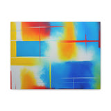 Abstract Color Field Matte Canvas Print — Vibrant Blue, Yellow & Red Stretched Wall Art thumbnail 5