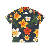Men's Tropical Floral Hawaiian Shirt — Black Plumeria Aloha Shirt for Beach, Vacation & Luau thumbnail 2