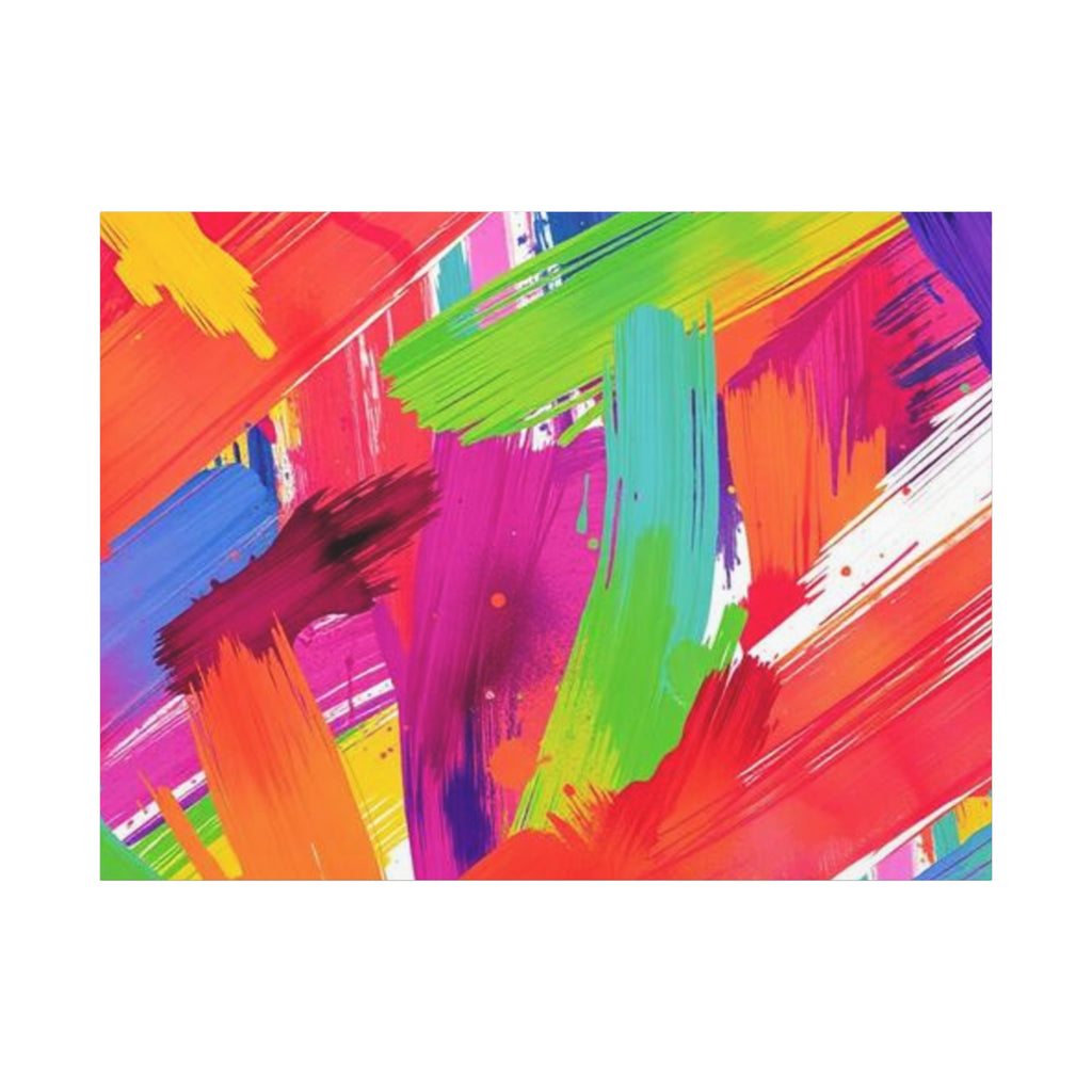 Abstract Rainbow Brushstrokes Matte Canvas Wall Art — Vibrant Stretched 1.25"