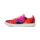 Psychedelic Swirl Leather Sneakers — Men's Low-Top Colorful Graphic Trainers thumbnail 3