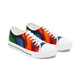 Low Top Sneakers — Vibrant Rainbow Wave Women's Canvas Shoes thumbnail 2