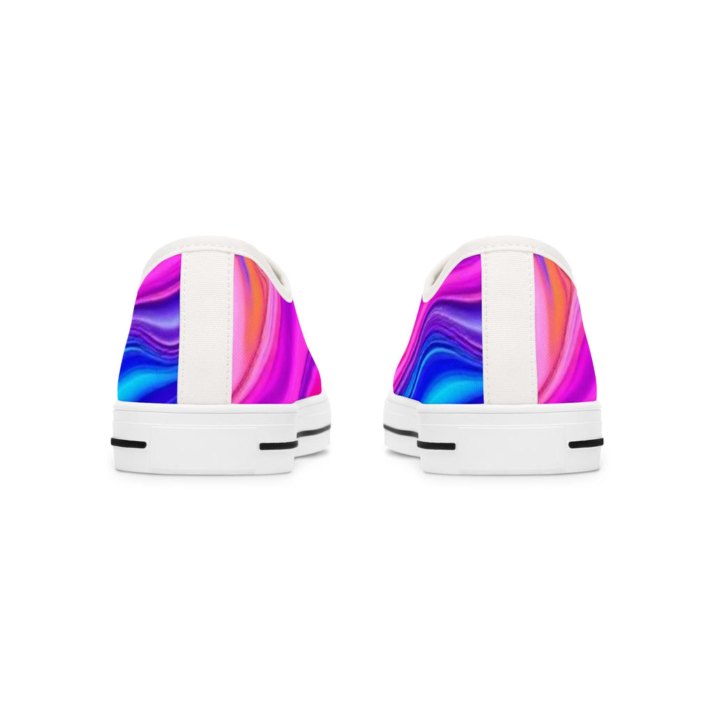 Colorwave Women's Low Top Sneakers — Vibrant Pink & Blue Abstract Print