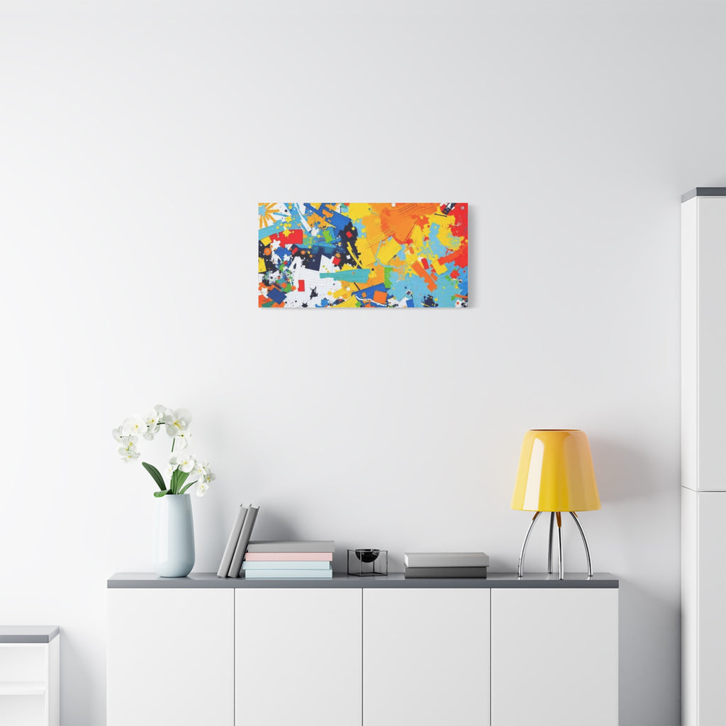 Abstract Splash Colorful Matte Canvas Wall Art – Vibrant Modern Stretched Print