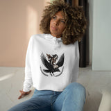 Angel Rider Crop Hoodie — Gothic Winged Angel Graphic Crop Sweatshirt thumbnail 6