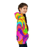 Kids' Psychedelic Rainbow Hoodie — Vibrant Swirl All-Over Print thumbnail 6