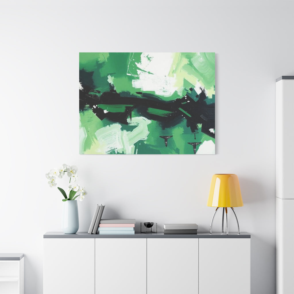 Abstract Green Brushstroke Canvas Print