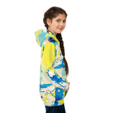 Kids Abstract Watercolor Hoodie – Blue & Yellow All-Over Print thumbnail 6