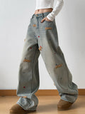 Embroidered Wide Leg Jeans thumbnail 5