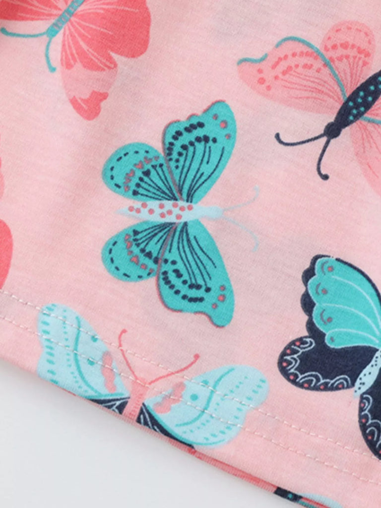 Children's Butterfly Print Ruffle Sleeve Dress