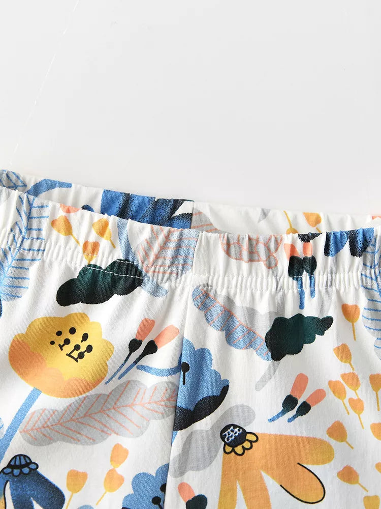 Children's Floral Print Elastic Waist Pants