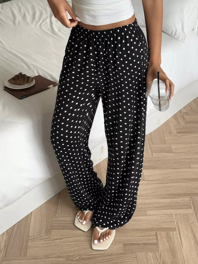 Polka Dot Wide-Leg Pants